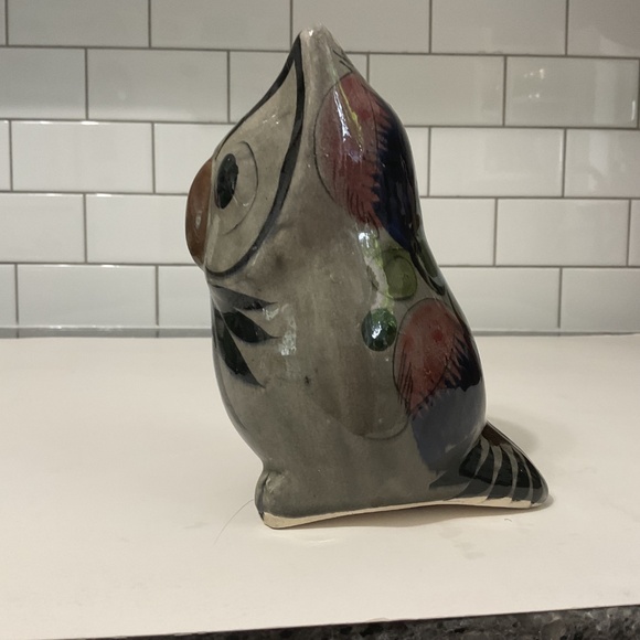 VTG Tonala Mexican Pottery Folk Art Owl Hand Painted Figural Marked MEXICO - Picture 5 of 8